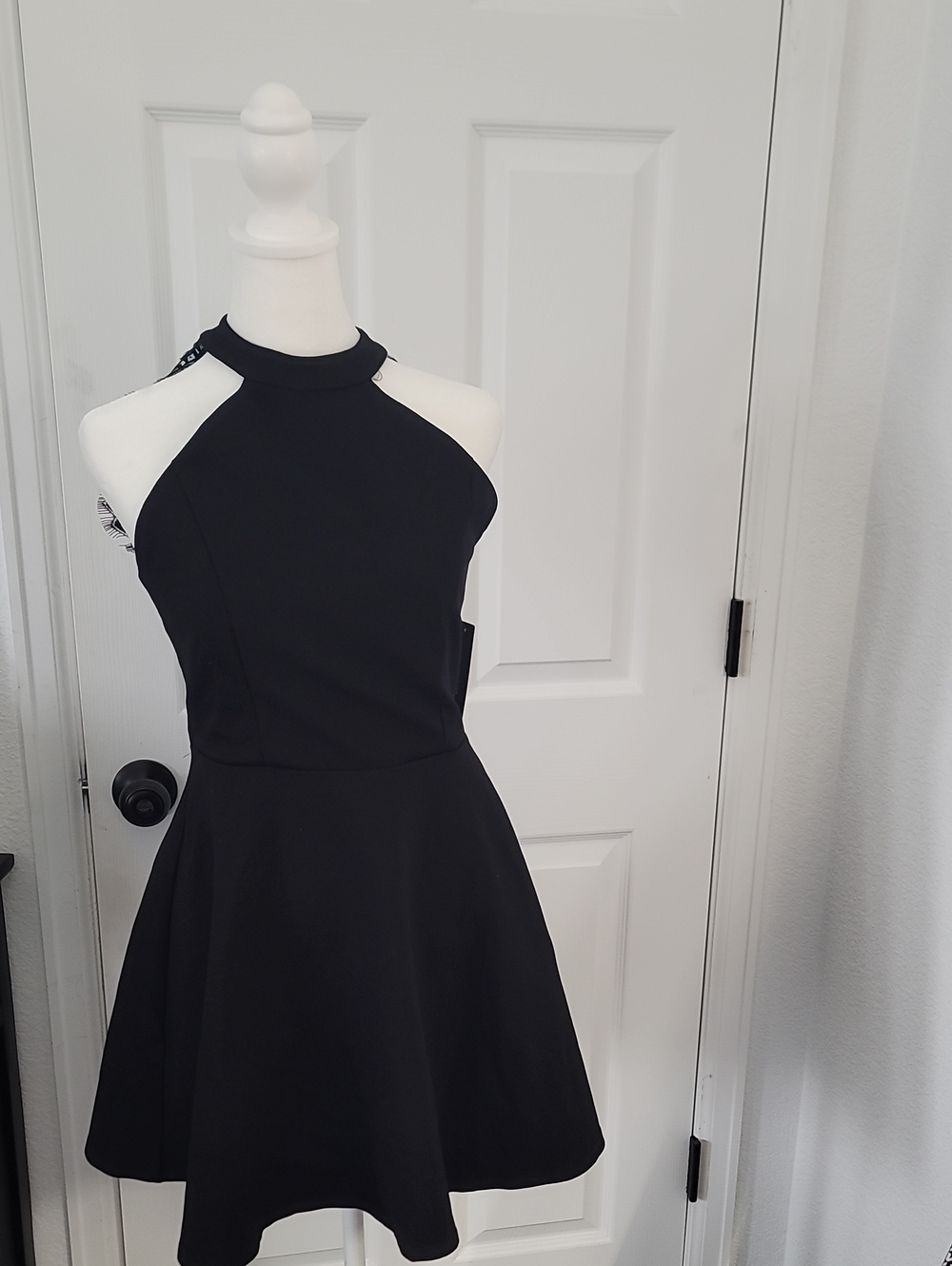 Lulu's Black Halter Fit-and-Flare Mini Dress